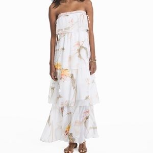 NWOT WHBM tiered white floral maxi dress